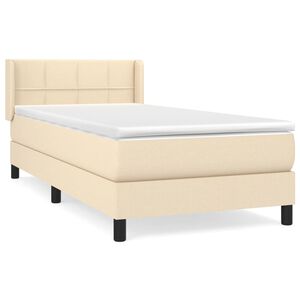 vidaXL Sommier &agrave; lattes de lit avec matelas Cr&egrave;me 80x200 cm Tissu