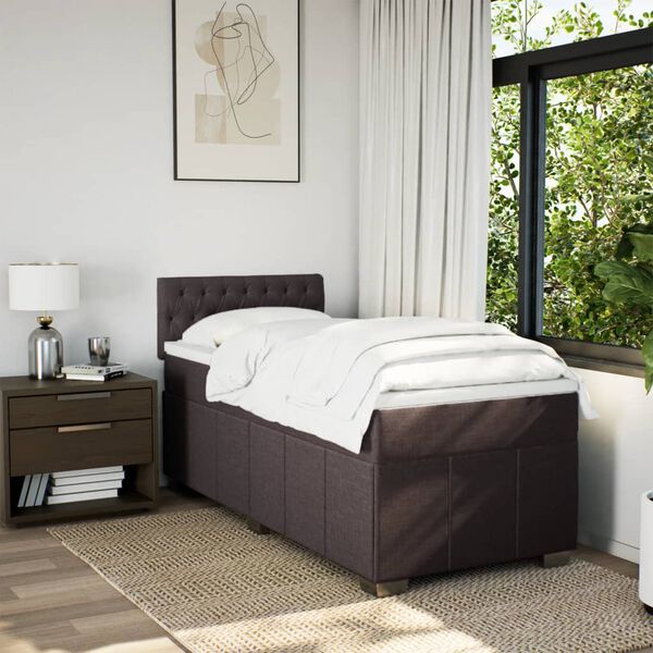 vidaXL Sommier &agrave; lattes de lit avec matelas Marron fonc&eacute; 90x190 cm