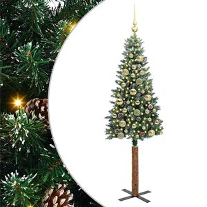 vidaXL Sapin de No&euml;l mince Vert 150 cm PVC et bois de pin massif