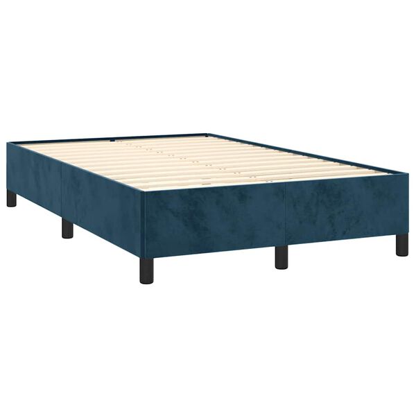 vidaXL Sommier &agrave; lattes de lit et matelas bleu fonc&eacute; 120x190cm velours