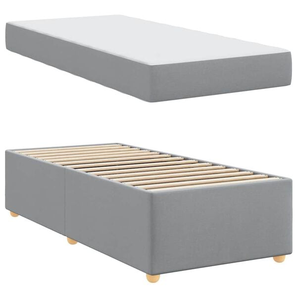 vidaXL Cadre de lit avec matelas Gris clair 80 x 200 cm tissu