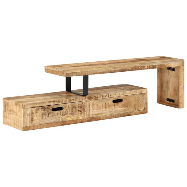 vidaXL Meuble TV (118-200) x 30 x 40 cm en bois massif de manguier