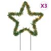 vidaXL D&eacute;coration lumineuse &eacute;toile de No&euml;l piquets 3 pcs 50 LED 29 cm