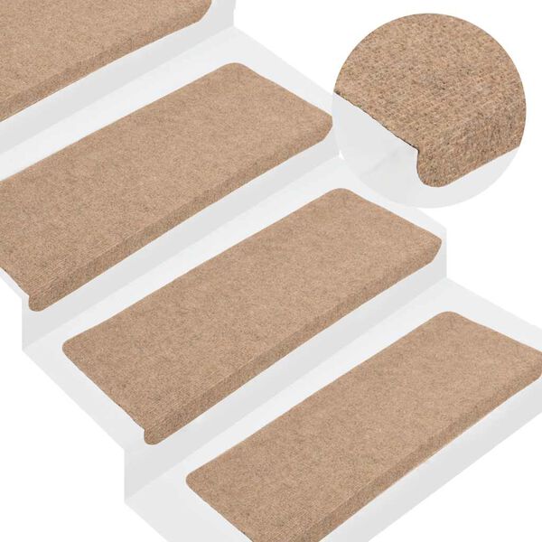 vidaXL Tapis d'escalier auto-adh&eacute;sifs 30 pcs beige 65x24,5x3,5 cm