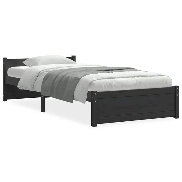 vidaXL Cadre de lit sans matelas noir bois massif 90x200 cm