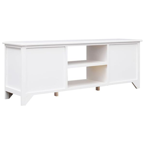 vidaXL Meuble TV Blanc 108x30x40 cm Bois de Paulownia solide