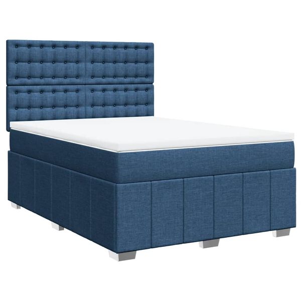 vidaXL Sommier &agrave; lattes de lit avec matelas Bleu 160x200 cm Tissu