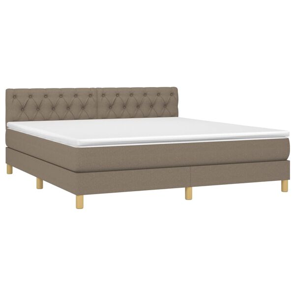 vidaXL Sommier &agrave; lattes de lit avec matelas Taupe 160x200 cm Tissu