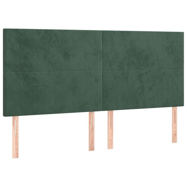 vidaXL T&ecirc;te de lit &agrave; LED Vert fonc&eacute; 200x5x118/128 cm Velours