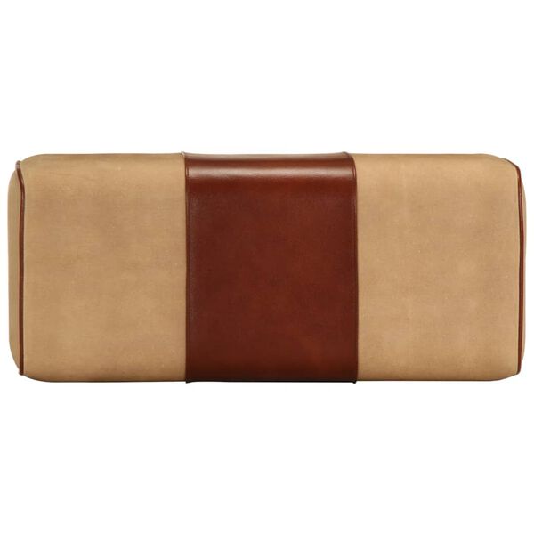 vidaXL Banc saut de cheval 58 cm marron cuir v&eacute;ritable et manguier