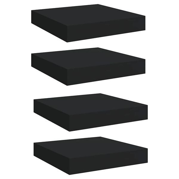 vidaXL &Eacute;tag&egrave;res murales flottantes 4 pcs noir 23x23,5x3,8 cm MDF
