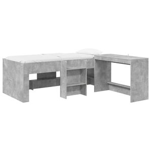 vidaXL Lit haut pour enfants avec bureau Gris b&eacute;ton 75 x 190 cm