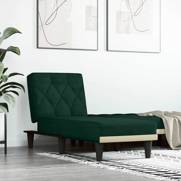 vidaXL Chaise longue vert fonc&eacute; velours