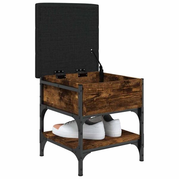 vidaXL Banc &agrave; chaussures ch&ecirc;ne fum&eacute; 42x42x45 cm bois d'ing&eacute;nierie