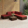 vidaXL Salon de jardin 6 pcs avec coussins R&eacute;sine tress&eacute;e Marron