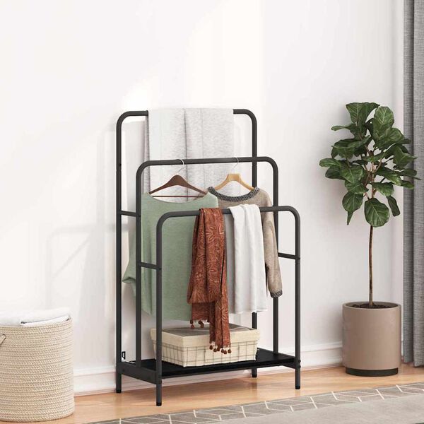 vidaXL Porte-v&ecirc;tements Ch&ecirc;ne noir 60 x 30 x 100,5 cm Bois d'ing&eacute;nierie