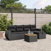 vidaXL Salon de jardin 6 pcs avec coussins noir r&eacute;sine tress&eacute;e