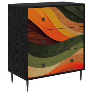 vidaXL Commode BONN Impression vagues r&eacute;tro 66 x 36,5 x 76 cm