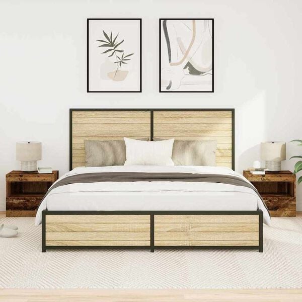 vidaXL Cabinet de chevet avec tiroir 2 pcs Bois ancien 50 x 40 x 45 cm