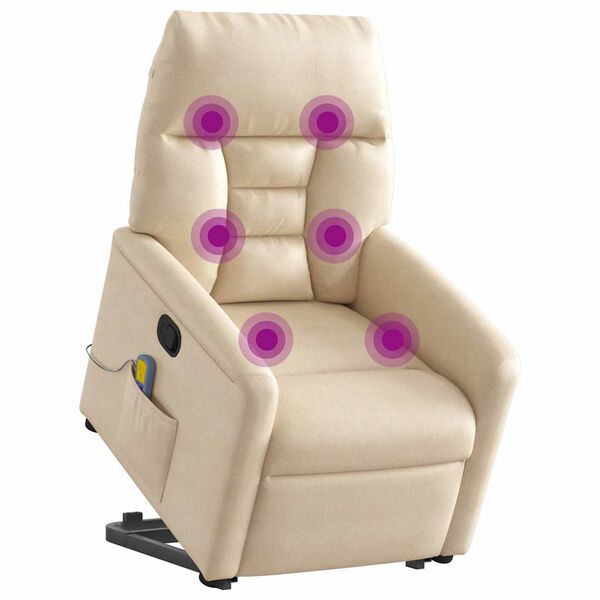 vidaXL Fauteuil inclinable de massage beige tissu microfibre