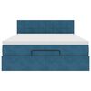 vidaXL Cadre de lit ottoman avec matelas bleu fonc&eacute; 140x190 cm velours