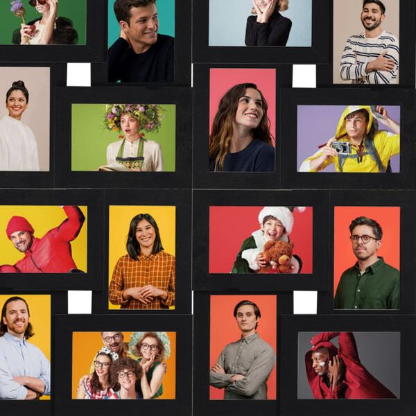 vidaXL Collage de cadres photo pour photo de 24x(13x18 cm) Noir MDF