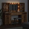 vidaXL Ensemble de table de maquillage avec LED 3 pcs Bois ancien