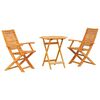vidaXL Ensemble bistro pliant 3 pc Marron Bois d'Acacia Massif