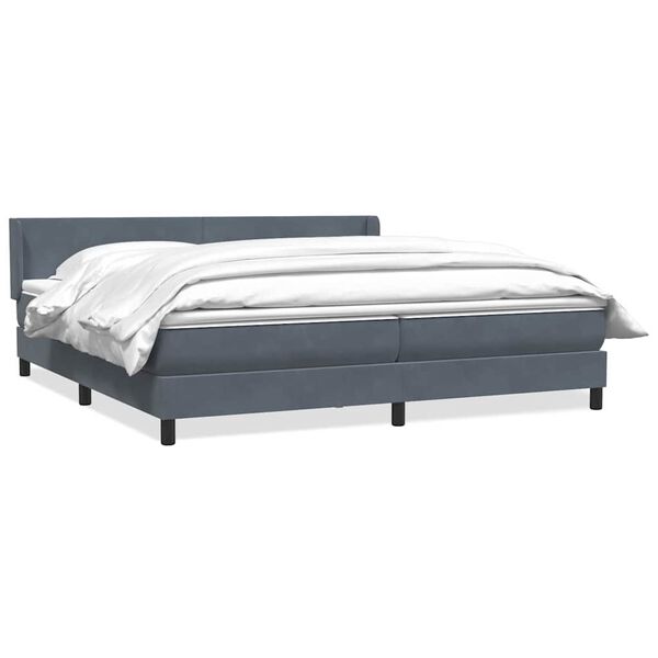 vidaXL Sommier &agrave; lattes de lit et matelas gris fonc&eacute; 180x210cm velours