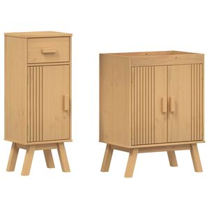 vidaXL Ensemble de mobilier de salle de bain avec tiroir 2 pcs Marron