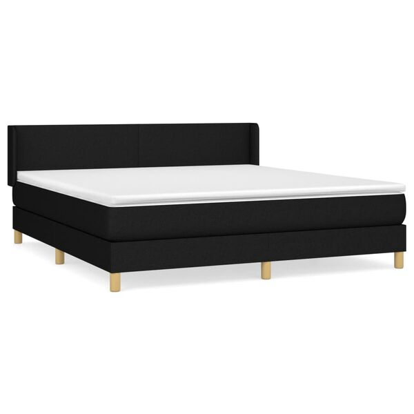 vidaXL Sommier &agrave; lattes de lit avec matelas Noir 180x200 cm Tissu