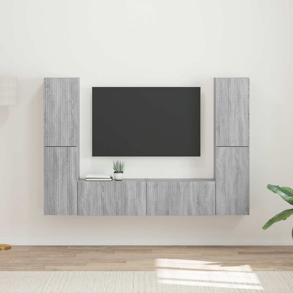 vidaXL Ensemble meuble TV 6 pcs Gris Sonoma Bois d'ing&eacute;nierie