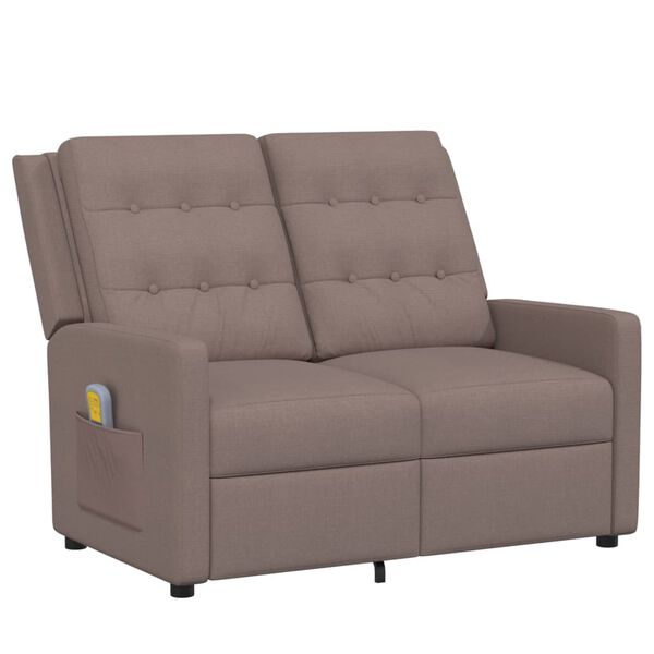 vidaXL Fauteuil de massage inclinable &agrave; 2 places taupe tissu