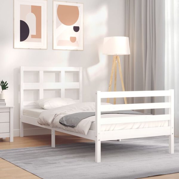 vidaXL Cadre de lit sans matelas blanc bois massif