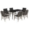 vidaXL Ensemble &agrave; manger de jardin et coussins 7 pcs gris rotin