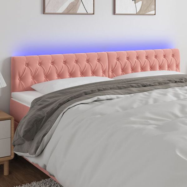 vidaXL T&ecirc;te de lit &agrave; LED Rose 180x7x78/88 cm Velours