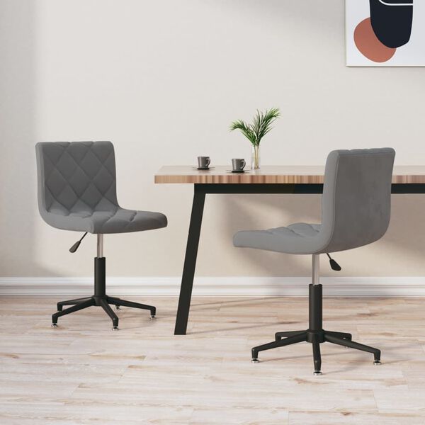 vidaXL Chaises pivotantes &agrave; manger lot de 2 gris fonc&eacute; velours