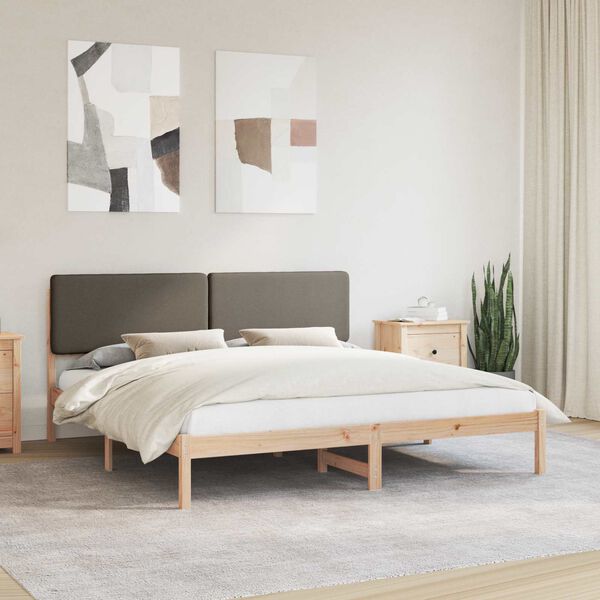 vidaXL Cadre de lit avec t&ecirc;te de lit rembourr&eacute;e Taupe 200 x 200 cm