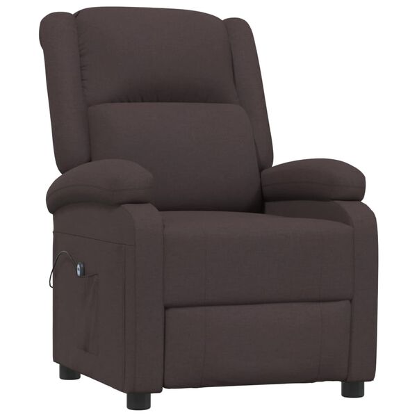 vidaXL Fauteuil inclinable &eacute;lectrique Marron fonc&eacute; Tissu