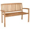 vidaXL Banc 2 places empilable de jardin 120 cm Bois de teck solide