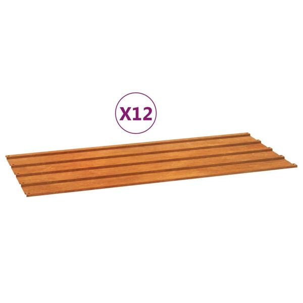 vidaXL Panneaux de toiture 12 pcs rouill&eacute; 100x44 cm Acier corten