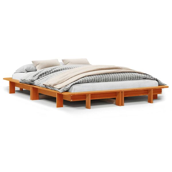 vidaXL Cadre de lit sans matelas cire marron 140x190cm bois pin massif