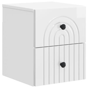 vidaXL Cabinet de chevet mural Blanc brillant 33 x 34,5 x 40 cm
