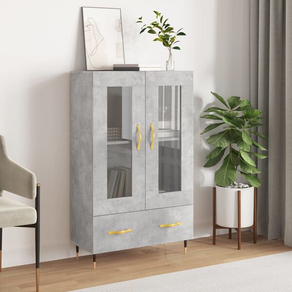 vidaXL Buffet haut gris b&eacute;ton 69,5x31x115 cm bois d'ing&eacute;nierie