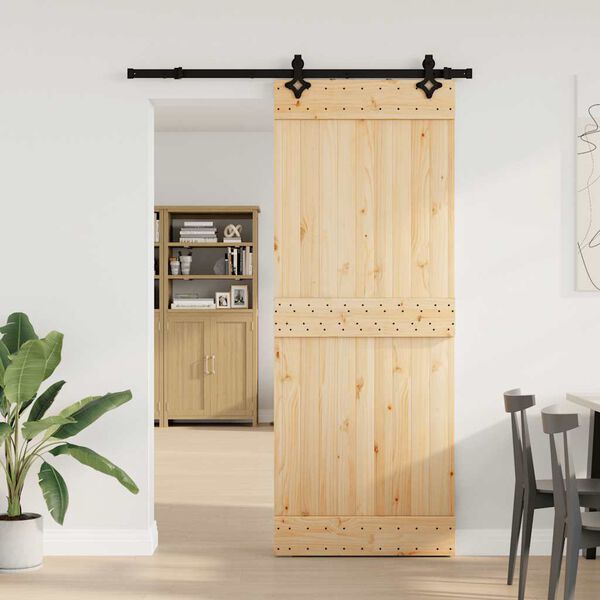 vidaXL Porte coulissante et kit de quincaillerie 80x210 cm pin massif