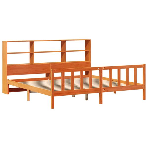vidaXL Lit biblioth&egrave;que sans matelas cire marron 200x200 cm pin massif