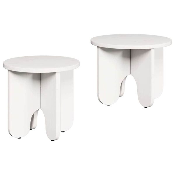 vidaXL Table basse 2 pcs Blanc Bois de pin massif