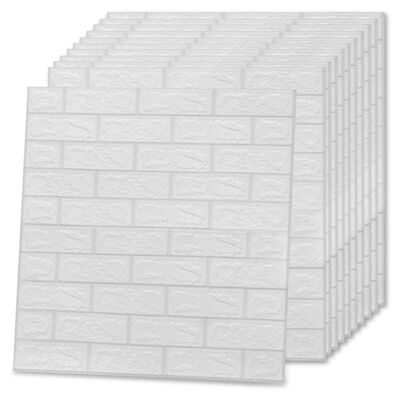 vidaXL Papier peint 3D autoadhésif Briques 20 pcs Blanc