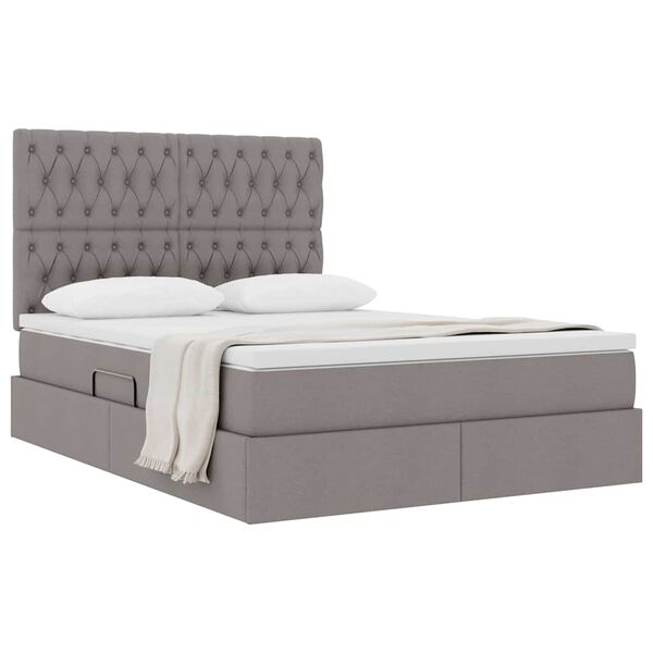vidaXL Lit avec rangement et matelas Taupe 140 x 190 cm Polyester
