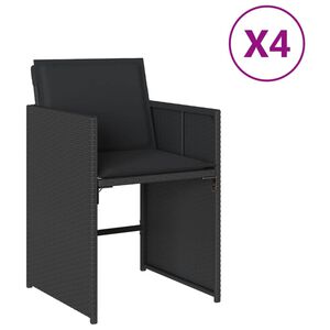 vidaXL Chaises de jardin lot de 4 avec coussins noir r&eacute;sine tress&eacute;e